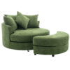 Orisfur. 360° Swivel Accent Barrel Chair with Storage Ottoman & 4 Pillows, Modern Chenille Leisure Chair Round Accent for Living Room, Green
