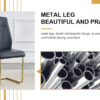 Modern dining chairs with faux leather padded seats, dining room chairs, gold metal leg upholstered chairs, suitable for kitchens, living rooms, bedrooms, and offices, set of 6 (black+PU leather)C-001