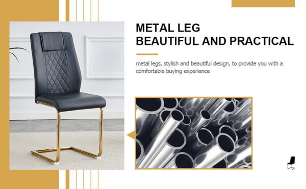 14f9eca5f642410189a48191827eabf5_20230904_052ed532d3ccb065c6cd67f0dd242ac7 Modern dining chairs with faux leather padded seats, dining room chairs, gold metal leg upholstered chairs, suitable for kitchens, living rooms, bedrooms, and offices, set of 6 (black+PU leather)C-001