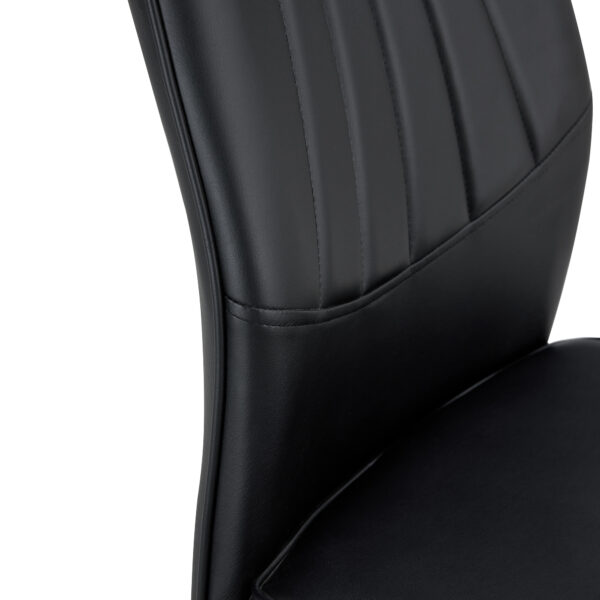 151040d6cc7d441f87127559806018f5_20240205_4fdbc119e1dc9821c0a2213d58f34bcb Four black dining chairs. A medieval modern chair made of PU material with soft cushions, equipped with golden metal legs. Suitable for restaurants and living rooms