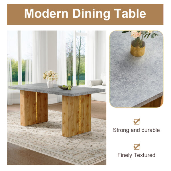1515774baee44d74a621824b1d2d7303_aa10308afd19f8d927ab9e0e60318e12 Large modern rectangular table with cement-grey patterned top and large MDF legs for kitchen, dining and living room to give a different atmosphere to the home environment.
