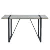 Industrial Rectangular MDF Light Grey Patterned Dining Table for 4-6 people with 1.5 inch thick MDF top and black metal legs for desks, kitchens, patios, dining rooms
