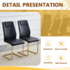 Table and chair set.71 * 35.4 inch rectangular dining table.Tempered Glass Tabletop,Golden 7-shaped Metal Table Legs.Paried With 8 Black High-quality PU Chairs With Arched Metal Legs.W1151S03301