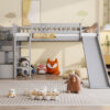 Stairway Twin Size Loft Bed with Two Drawers and Slide,Gray(OLD SKU:LT000515AAE)