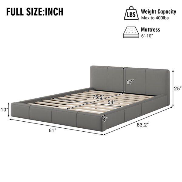[Stylish Gray Upholstered Bed] - The Ideal Choice for Your Bedroom, Full