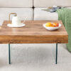 Natural Style Square MDF Coffee Table - 31.5"x31.5" with Tempered Glass Legs.Density Board Sticker,Reinforced Glass.
