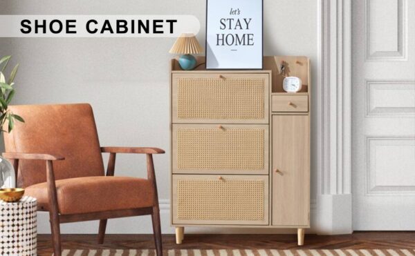 Modern minimalist storage cabinet, Japanese rattan shoe cabinet, bed top cabinet, small home furniture. Suitable for corridors and living rooms.    W115170127