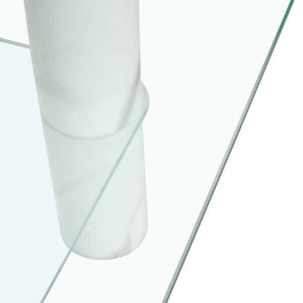 159a0deb4489450792d7aef39e429dfa_20240311_48e8b70febe40e5aa01057c59d292bf8 Modern minimalist double layered transparent tempered glass coffee table and coffee table, paired with white MDF decorative columns. Computer desk. Game table. CT-X02