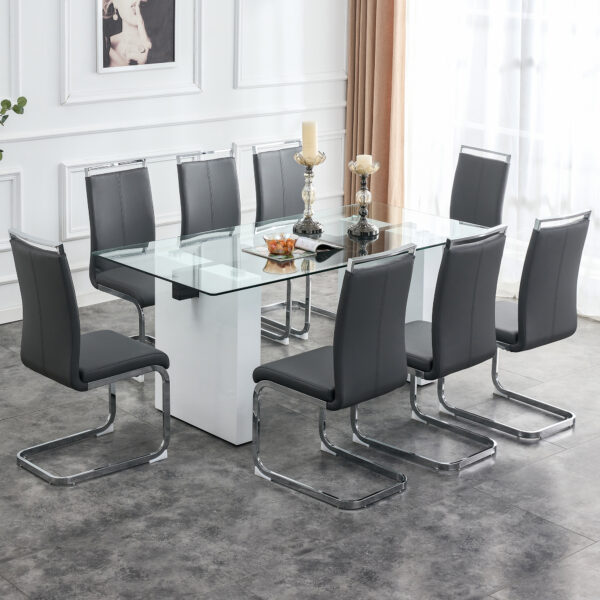 15a5a22b00594641a5fa631259eb1365_4e8c148a64879de5a36cb4abca3f0e78 Large modern rectangular table with 0.4 inch patterned tabletop and large MDF table legs, suitable for kitchen, dining room, and living room 71 "* 35.4" * 30 "