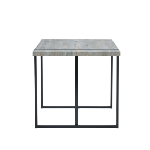 15b09458800944cdb18bc83d689c6d42_aa0420fff01f8d6334f4c142bfaf8f62 Table and chair set. Modern minimalist grey marble textured MDF dining table with metal frame.Paired with 6 brown technology fabric chairs with Featuring arched black legs.