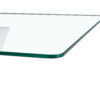 Modern minimalist coffee table. Transparent tempered glass tabletop with silver MDF pillars. Suitable for living room and dining room