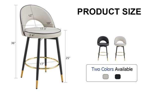 15d7791912b74c538c49c2439b6366e8_3d80c861d97bd665abe4daf0cce2d114 360 ° rotatable bar chair.Modern PU comfortable upholstered bar chair with smooth and beautiful black metal legs for dining room, kitchen, terrace and guest office chair.Set Of
2.W1151P153940