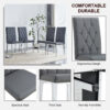 2 piece set of gray armless dining chairs brings a touch of elegance and mystery to the dining area with its deep gray tone,The grid and buckle design of the back add a vintage yet fashionable touch