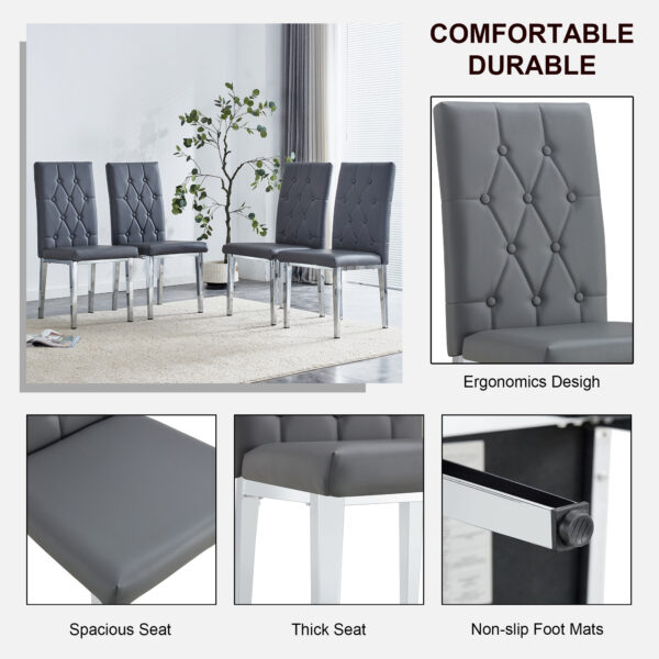 15dde2a5c3514c9a8b90c6c366ae787d_9c42421a63d9052fff47ddb3419c2f06 2 piece set of gray armless dining chairs brings a touch of elegance and mystery to the dining area with its deep gray tone,The grid and buckle design of the back add a vintage yet fashionable touch