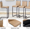 42.5 Inch Tall Brown Tech Fabric Bar Stool - A Perfect Combination of Modern Design, Comfort, and Stability.A Set of 2.Suitable Not Only For Home Use But Also For Bars, Restaurants,And Other Settings.