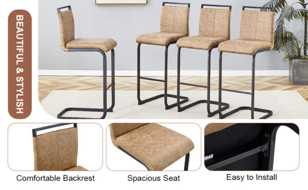 15f42a44129b41dabcdac5260b67cc5b_f09854aec0d702c781318563d5505c6c 42.5 Inch Tall Brown Tech Fabric Bar Stool - A Perfect Combination of Modern Design, Comfort, and Stability.A Set of 2.Suitable Not Only For Home Use But Also For Bars, Restaurants,And Other Settings.