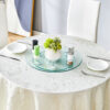 Double layer rotatable round glass.The rotatable design makes it more convenient to retrieve and place items.The upper glass has a diameter of 20 inches, while the lower glass15 inches.