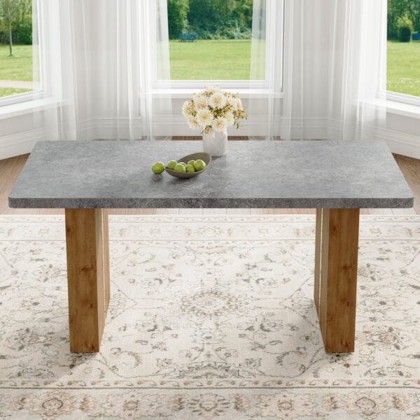 160fb782f31d44a4a6eff68b6a3c4973_07795f44cdb696969f1e671c69001ac7 Large modern rectangular table with cement-grey patterned top and large MDF legs for kitchen, dining and living room to give a different atmosphere to the home environment.