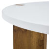 33.4-inch diameter minimalist circular MDF material coffee table, a stable and practical choice. The unique embedded design and the support of three table legs make the coffee table structure stable.
