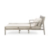 TREXM Outdoor Daybed, Patio Daybed with Four Pillows, Wooden Outdoor Bed with Curved Armrests for Poolside, Backyard, Garden (Gray+Beige Cushion)