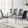 Modern Dining Chairs with Faux Leather Padded Seat Dining Living Room Chairs Upholstered Chair with Metal Legs Design for Kitchen, Living, Bedroom, Dining Room Side Chairs Set of 4 (Grey+PU)C-001