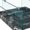 31.4 Inch Modern Two-Tier Square Coffee Table - An Elegant Combination of Clear Glass and Black Marble Pattern Sticker.It can be used as a coffee table,a side table or a display stand.