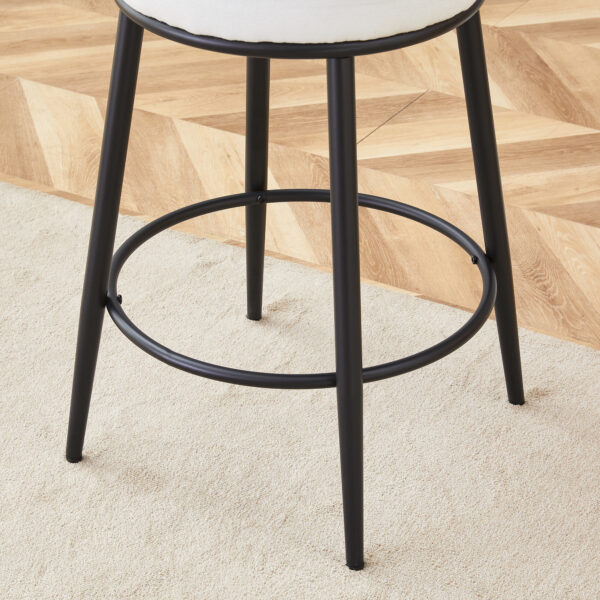 Fashionable and Comfortable - Two Sets of Ergonomic High Legged Bar Chairs,With White Fabric Cushions And a Total Height Of 35.5 Inches.Black And White Classic Color Scheme, Fashionable And Versatile.