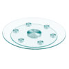 Double layer rotatable round glass.The rotatable design makes it more convenient to retrieve and place items.The upper glass has a diameter of 20 inches, while the lower glass15 inches.