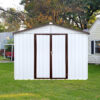 Metal garden sheds 6ftx8ft outdoor storage sheds white+offee