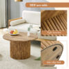 A modern circular coffee table with a diameter of 27.5 inches interprets home aesthetics and practicality. MDF material,cylindrical table leg design.Becoming the visual focal point of home decoration.