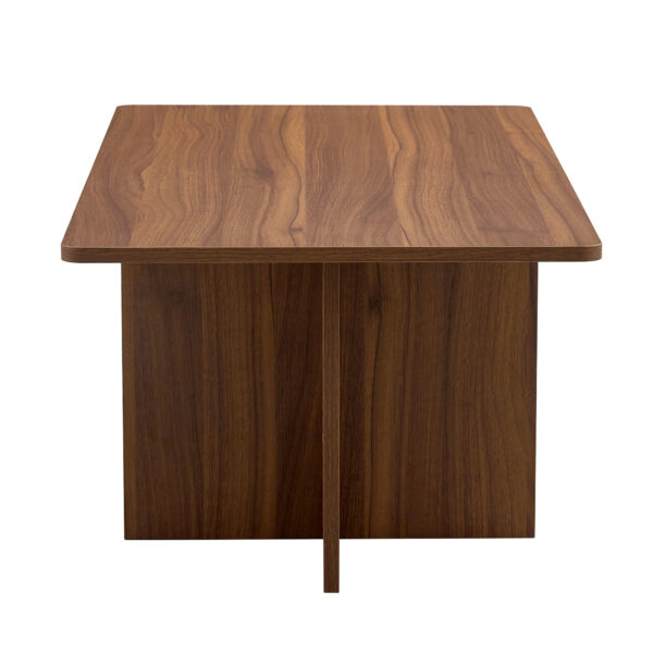 16c286a3db0c4cf59986fa57abf7661b_8c08ea1df817f0cd925b4cf11b8835ff 44.8 Inch Walnut Wood Grain MDF Coffee Table - Modern Luxury, Stable Triangular Support.The coffee table is made of medium density fiberboard material and is suitable for living rooms, bedrooms,etc.