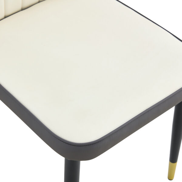 171718ed58cf47cd836919ecfd4784fa_7a04e3cfb2a31356172e497a956dd858 8 modern dining chairs with stylish PU patterned backrest and black metal legs for a comfortable home experience in the kitchen, bedroom and office.
