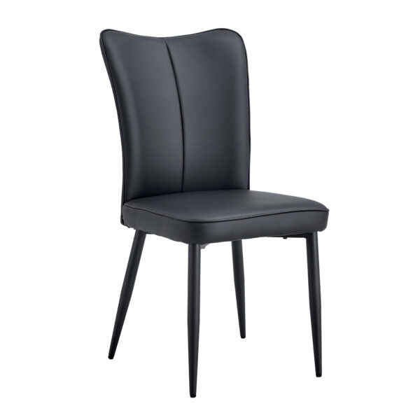 172b3a740571411393fda2991156f3f4_20231018_41484d7fb830609544c3dcb64a14dc80 Modern Black PU Chair Set - Two Pieces, The backrest has a vertical and smooth line design.Black Metal Leg.Suitable for placement in kitchen, living rooms, and other venues.W1151116750