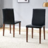 Two black PU dining chairs, simple and versatile, comfortable and accompanied. The exquisite and multifunctional dining chair has opened up a comfortable new experience. (2-piece set)
