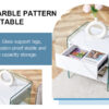 Bedside table with drawers. The board surface is MDF sticker, and both sides are transparent tempered glass. The design is simple and elegant, with excellent storage functions.