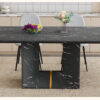 Table and chair set.Black Marble Pattern MDF Dining Table Set - 63"x35.4" with 4 Light Gray Linen Fabric Chairs.Integrated Seat and Backrest,Linen-Cotton Material.Suitable for kitchen,Dining room,etc.