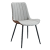 Extended Seat Cushion PU Dining Chair Set - Four Pieces.Smooth line design,Integral metal leg structure,Can integrate well into various modern home decoration styles.Gray and Brown Splicing Colors.