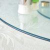 Double layer rotatable round glass.Golden aluminum plate,The rotatable design makes it convenient to retrieve and place items.The upper glass has a diameter of 24 inches, the lower glass15 inches.