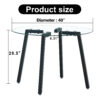 Modern simple style round transparent tempered glass table, tempered glass table top, black metal legs, suitable for kitchen, dining room and living room, 40 "*40" *29.5 "1123r