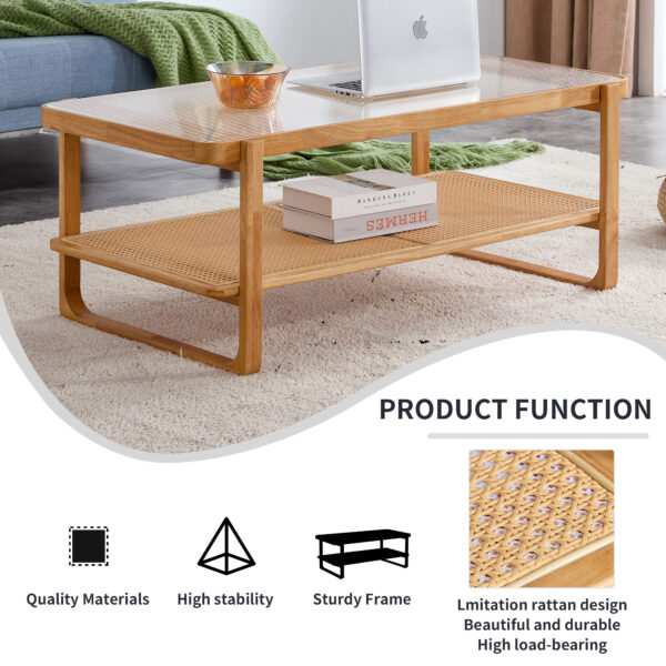 17f59d1f095d418984808a93554d7473_20231214_0060a189eb89c28d2bace2ea2bbefa84 Modern simple rectangle double-layer solid wood Glass desktop tea table rattan woven Chinese side table small rectangle table suitable for living room, dining room and bedroom