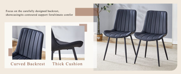 17f7d4d22a5648489bd556d744d5268c_a7d65d68c71c18061b6040bcb7a98d2d Table and chair set.Modern Black Marble Pattern MDF Dining Table Set - 55"x31.4" with 4 Extended Seat Cushion PU Dining Chairs.Black Cushion.Iron Pipe Spraying Chair Legs.