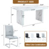 Table and chair set.63"*35.4" White Imitation Marble Pattern MDF Dining Table Set - 6 Soft and Comfortable Light Gray PU Chair With Arched Metal Silver Leg.Create Your Exclusive Low-Key Luxury Space.