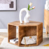 Hexagonal MDF coffee table, characteristic pattern stickers, multi-hole design to give more storage space, simple and convenient design makes it suitable for all kinds of style scenes.