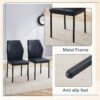 Luxury Simple Chair - Set of 6 BLACK PU Material High Resilience Dining Chair with Metal Black Leg.The Chair Back Has a Vertical Stripe Design With Smooth And Uniform Lines.