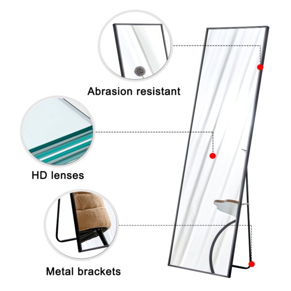 184c5ee4557c44298a84c0a35f764157_790f67f04a82053ba37fa7cbbe96358e The 4st generation aluminum alloy metal frame wall mounted full body mirror, bathroom makeup mirror, bedroom, decorative mirror, clothing store, floor mounted large mirror, black 63 "* 20"W1151127265