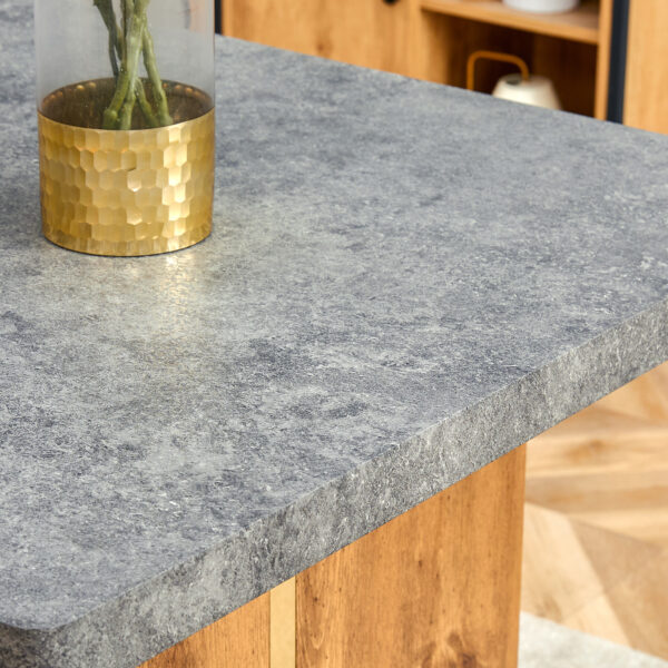 184f3b85b4424065a929814c7321e957_6f6df51e16341ff27ff66bcb6478678b Large modern rectangular table with cement-grey patterned top and large MDF legs for kitchen, dining and living room to give a different atmosphere to the home environment.