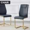 Modern dining chairs with faux leather padded seats, dining room chairs, gold metal leg upholstered chairs, suitable for kitchens, living rooms, bedrooms, and offices, set of 4 (black+PU leather)C-001