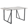 A minimalist retro rectangular dining table with a specially textured top and black metal legs.Contemporary Minimalist MDF Gray Textured Tabletop.Able To Give People A Visual Beauty With Rules.