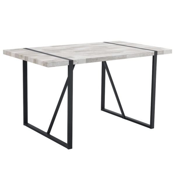 188d0ac650a741688988bcbedc944034_990519c5d7f6fdabd57026cc3d415429 A minimalist retro rectangular dining table with a specially textured top and black metal legs.Contemporary Minimalist MDF Gray Textured Tabletop.Able To Give People A Visual Beauty With Rules.