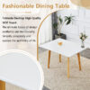 Table and chair set.White Sintered Stone Tabletop, Rubberwood Legs,Foldable Computer Desk, Foldable Desk.Paired With 4 Black Linen-Cotton Material High Resilience Dining Chair with Metal Leg.